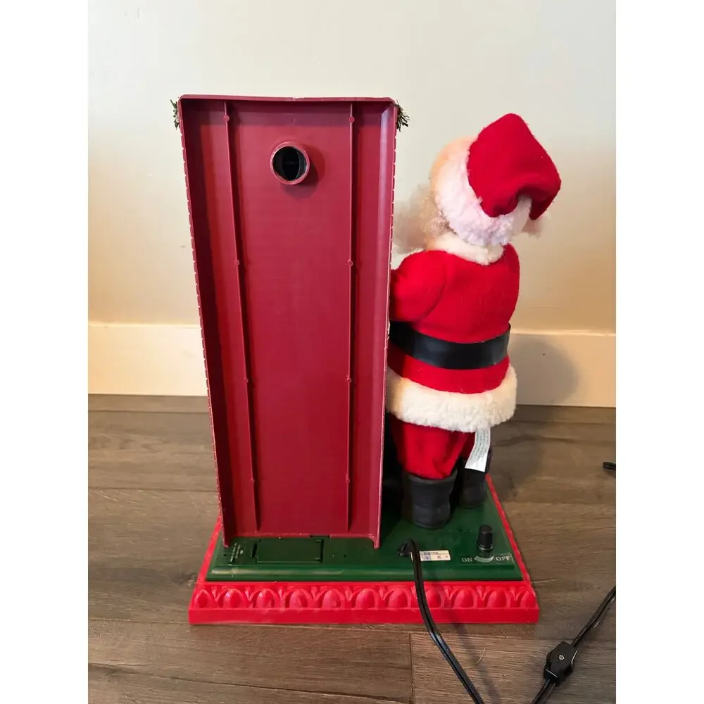 VTG Boxed Holiday Creations Animated Musical Lighted Santa Pot Belly Stove Works